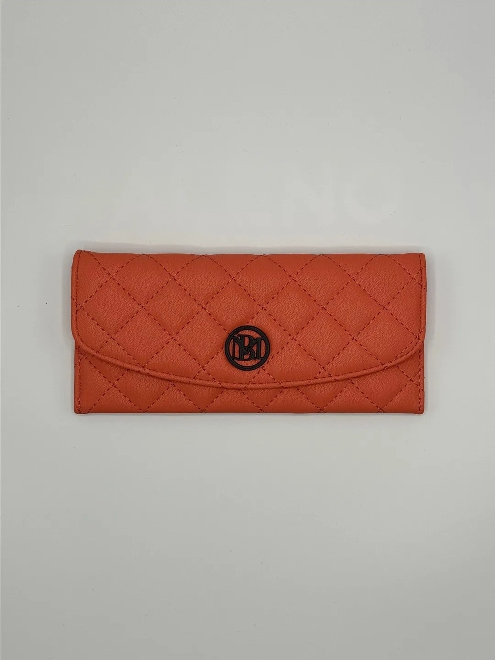 Badgley Mischka Quilted Coral Cover Wallet with Black Logo